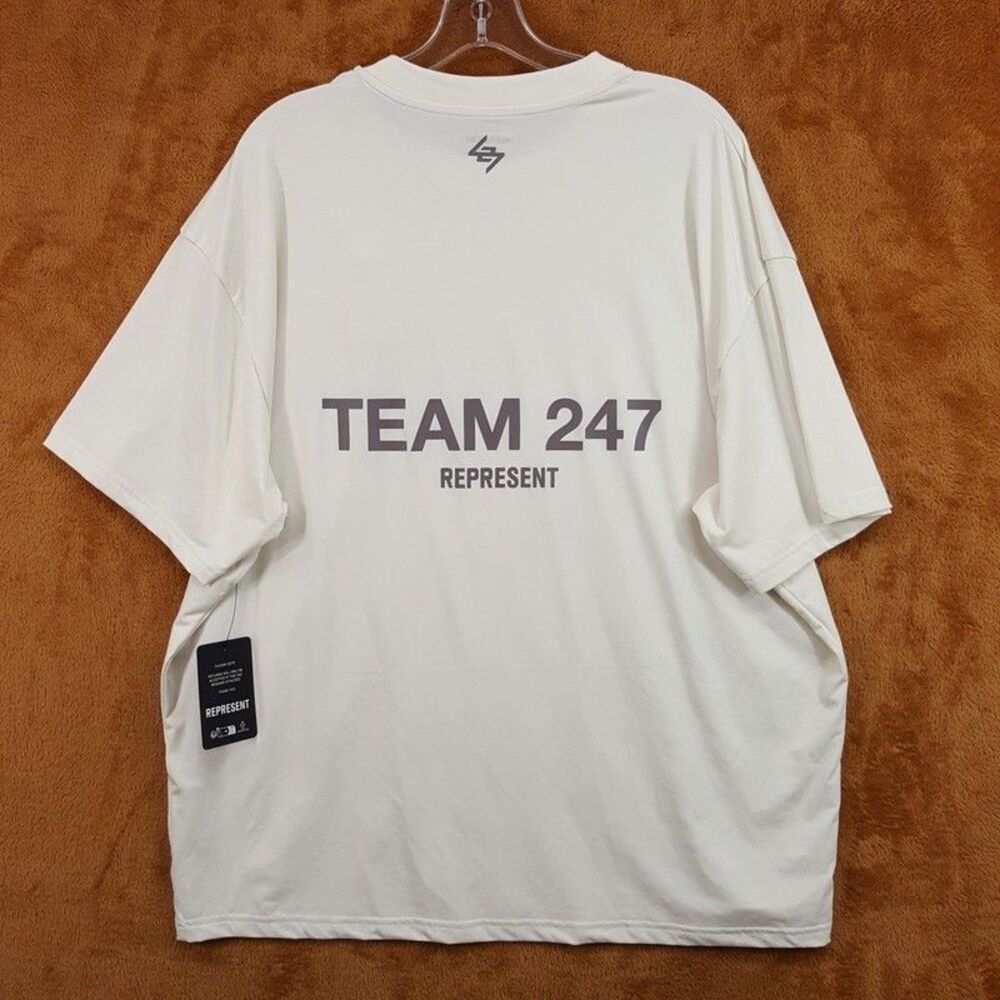 REPRESENT Shirt Mens Medium Cream Pullover Crew Oversized Team 247 T-Shirt Tee